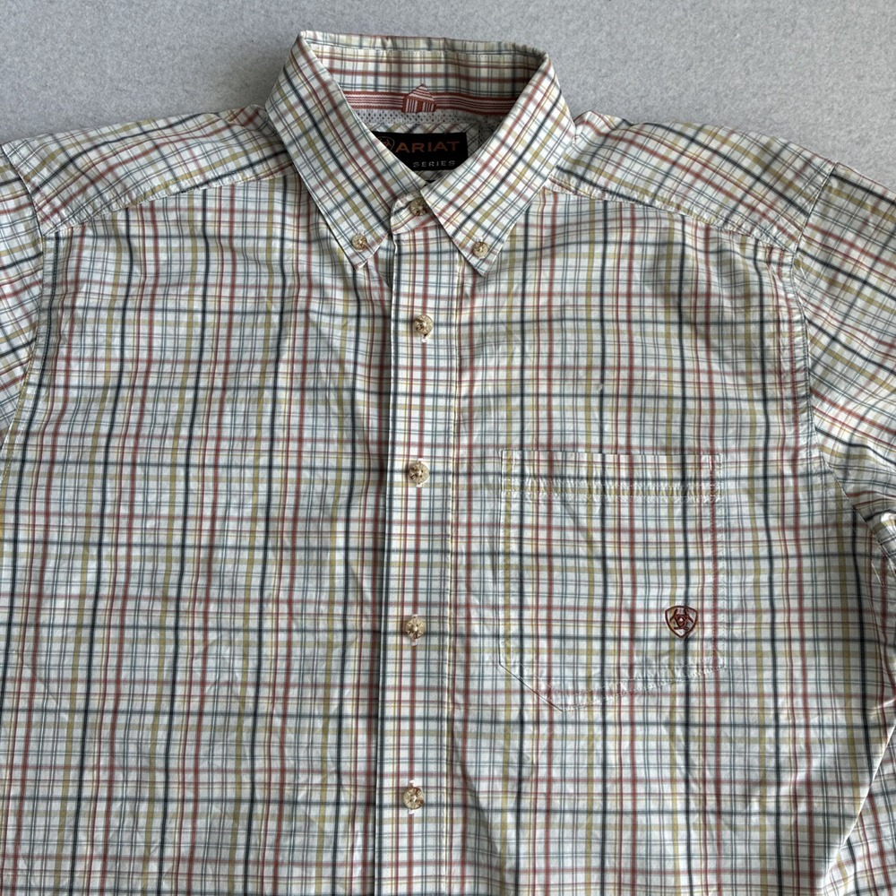 Ariat Pro Series Shirt Mens XL Gingham Plaid Western Button Down Workwear Cowboy